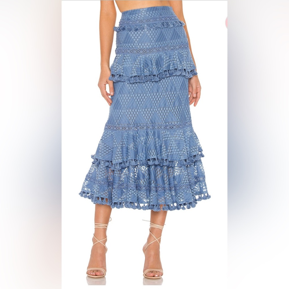 Tularosa Addie Fringe Skirt in Slate Blue